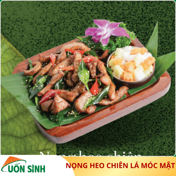 nọng heo chiên lá móc mật